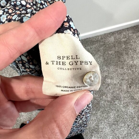 Spell & the Gypsy Poppy Smock Gown Dress Floral Puff Sleeve Maxi Poplin - Picture 13 of 13